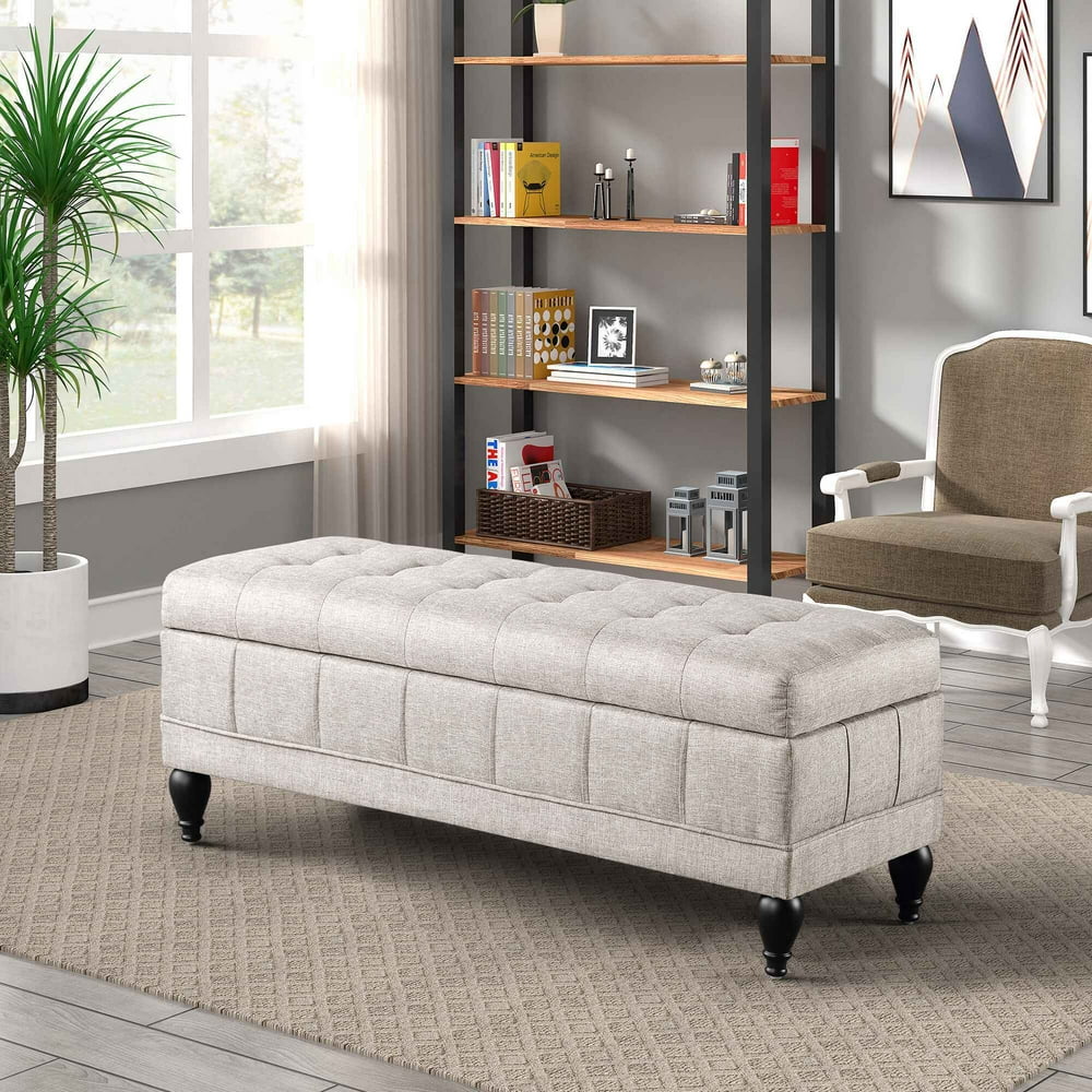 Large Ottoman Bench With Storage Ottoman with Storage, 51-inch Storage Ottoman Bench with Button-Tufted