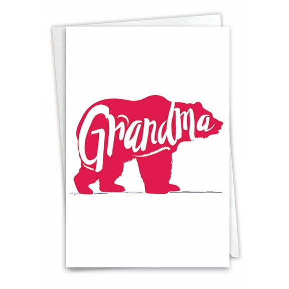 NobleWorks Congratulations Greeting Card (Grandmother) with 5 x 7 Inch Envelope (1 Card) Congats, Good Luck New Grandma Bear C8153CGG