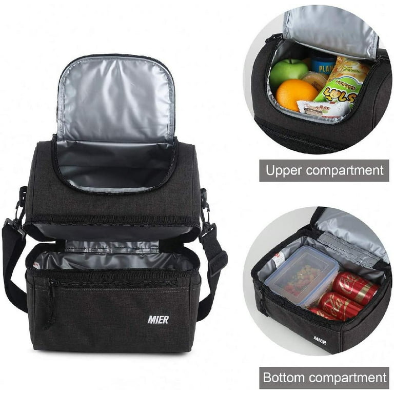 MIER Adult Lunch Box Insulated Lunch Bag Large Cooler Tote, Dark Gray / Large