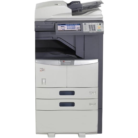 Restored Toshiba e-STUDIO 355 Tabloid-Size Black & White Laser Multifunction Copier – 35ppm, Copy, Print, Scan, Duplex, USB, 2 Trays with Cabinet