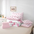 thumbnail image 6 of Manfei Princess Bowknot Ribbon 7-Piece Twin Bedding,Pink Dreamy Bow Tie Bedding Comforter Set,Pink Reversible, 6 of 7