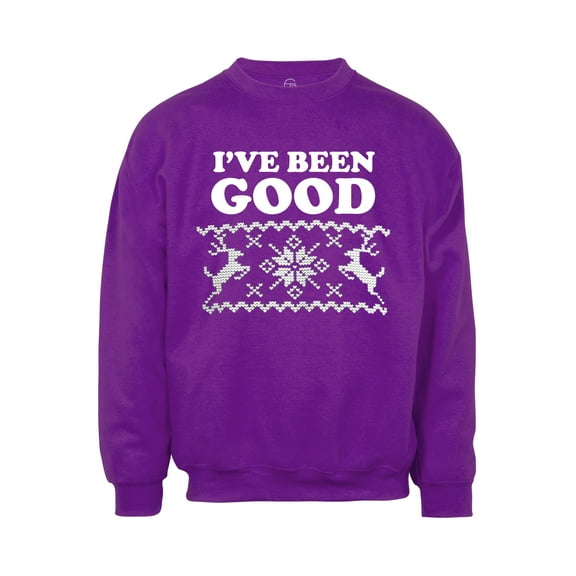 Mens I've Been Good Ugly Christmas Ugly Sweatshirt - Purple - Large