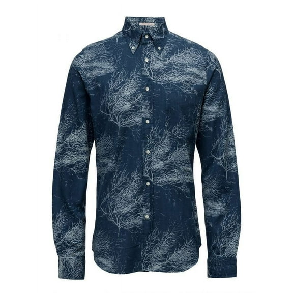 Gant Rugger Men's Indigo oxford Tree Hugger Slim Fit Button Down Shirt (341760), Medium, Dark Indigo
