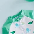 thumbnail image 6 of OSOLU Children Boys Swimsuit Sets Summer Cute Cartoon Print Rash Guard Long Sleeve Zipper Romper Hat Clothes Beach Pool Sporty Training Bathing Suit, 6 of 7