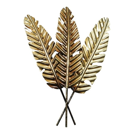 Stratton Home Decor Traditional Fanned Gold Metal Leaves Botanical Wall Decor