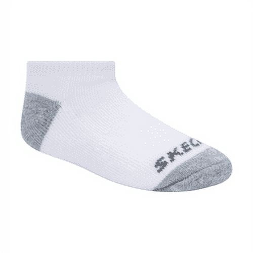 Skechers Kids Boys' 10 Pack 1/2 Terry No Show Socks, White/Blue, 5-6.5