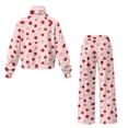 thumbnail image 6 of Uorisanigo Pink Polka Dot Women's 2 Piece Lounge Set Mock Neck Sweatshirt Wide Leg with Side Pocket Plus Size Tracksuit Loungewear Baggy Comfy Sweatsuit Travel Airport Outfits, 6 of 7