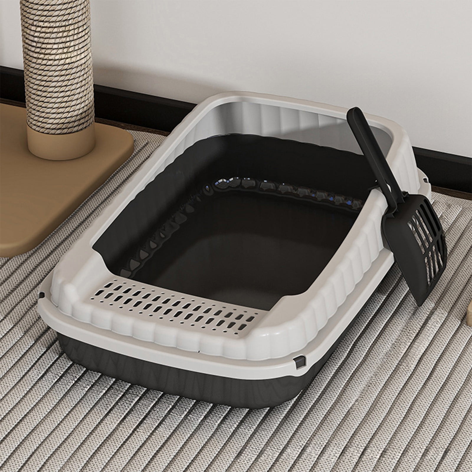 Msgweeeg Large Cats Litter Box Liter Box High Bar Litter Box with Splashs Provides Ample Space for Cats Includes Shovel for Kittens