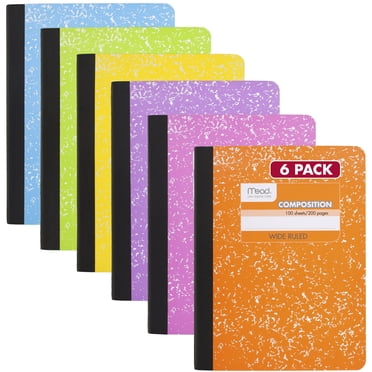 Mead Color Composition Book Wide Ruled 100 Sheets 7 12 x 9 34 6 Pack -