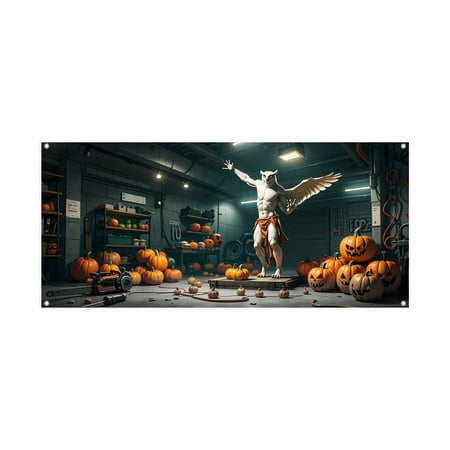 

2024 Garage : Themed Banner With Haunting Graphics For Car Enthusiasts & Garage Makeovers Easy Setup Pennant Frame Display Pennant Necklace Printing Flag Flags for Bedroom Flag Manga 5