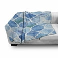 thumbnail image 3 of Watercolor Soft Flannel Fleece Throw Blanket, Abstract Moroccan Trellis Geometric Pattern Curves Persian Mosaic Design, Cozy Plush for Indoor and Outdoor Use, 50" x 70", Blue Baby Blue, by Ambesonne, 3 of 6
