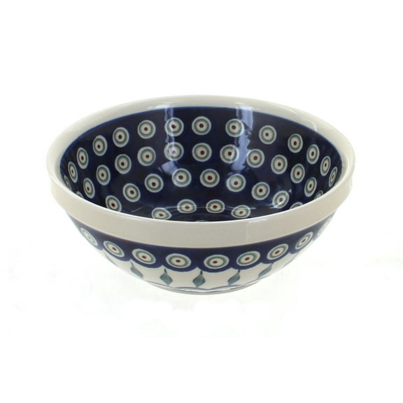 Blue Rose Polish Pottery Peacock Small Serving Bowl