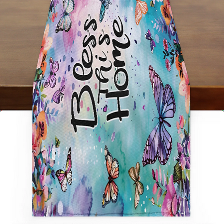 

Qzaxky Table Runner Boho Table Runner Butterfly Spring Flowers Printed Bohemian Boho Outdoor Table Runner Decoration for Indoor Outdoor Home Dinner Party Wedding Decor 13 x 90 Inch