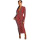 thumbnail image 1 of Vestido ajustado con cremallera y estampado de serpiente de manga larga para mujer a la moda, 1 of 5