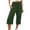 Green, variant on Manxivoo Women's High Waist Cotton Linen Casual Sports Pants Three Quarter Elastic Waist