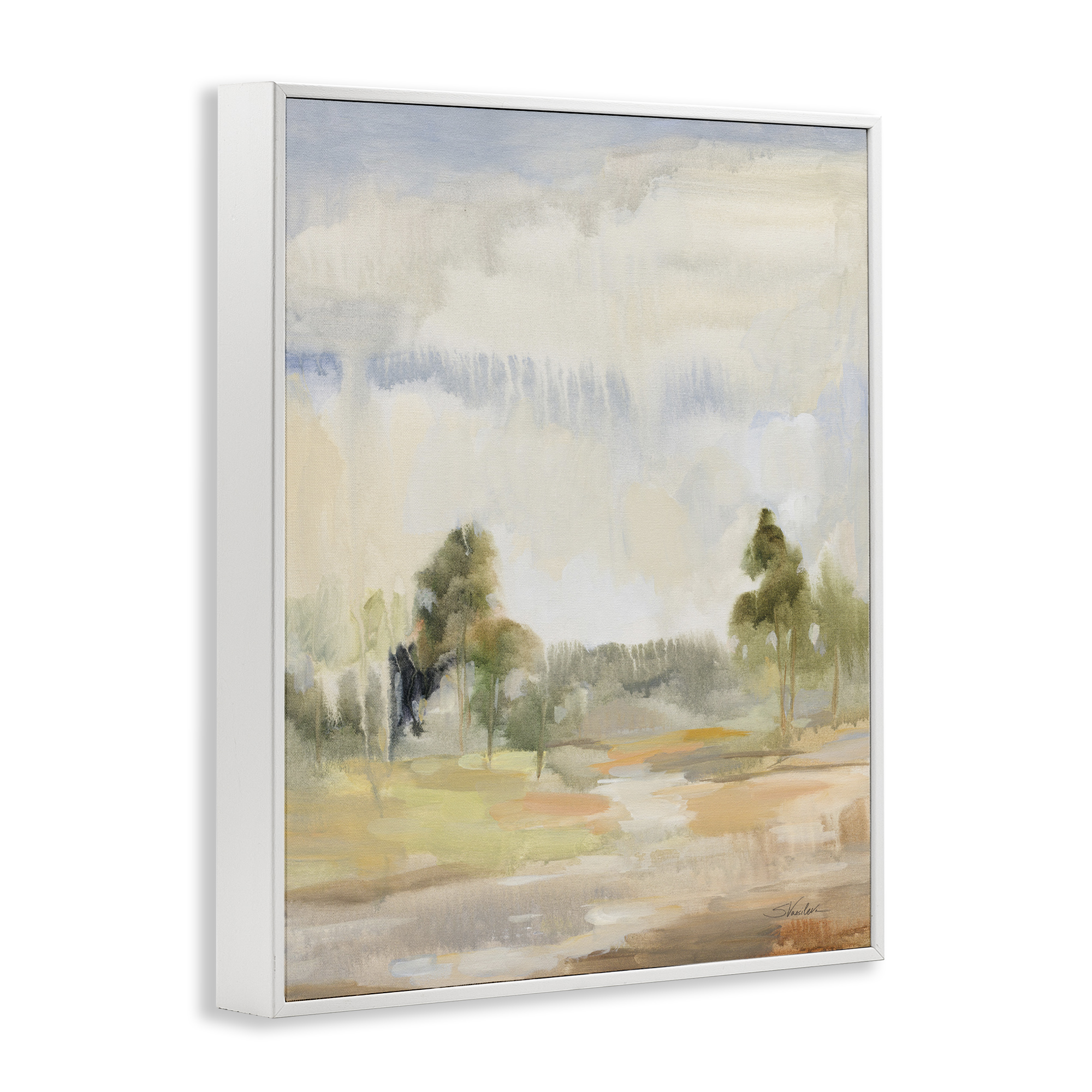 Stupell Industries Light Summer Rain Landscape Painting White Framed Art Print Wall Art, 16 x 20