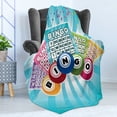 thumbnail image 4 of Bingo Soft Flannel Fleece Blanket, Colorful Illustration of Bingo Cards and Balls on Blue Sun Rays Retro Style, Cozy Plush for Indoor and Outdoor Use, 70" x 90", Pale Blue Multicolor, by Ambesonne, 4 of 5