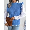 thumbnail image 3 of Women'S Ruffle Cute Sweater Vest Sleeveless Round Neck Summer Knit Pullover Tank Tops Blue M, 3 of 8