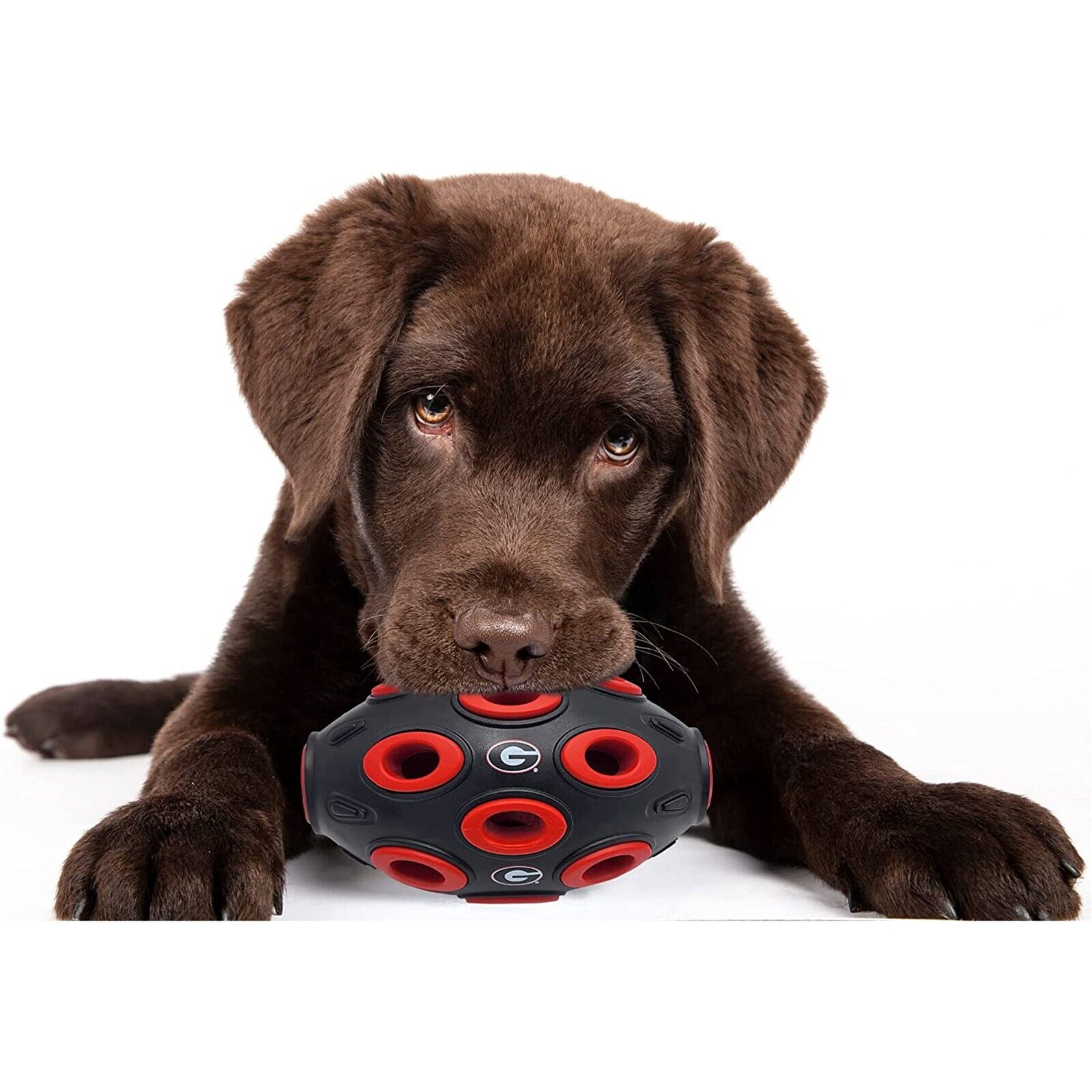 Pets First NCAA Football Treat Dispensing Toy for Dogs and Cats, Rubber Ball Toy