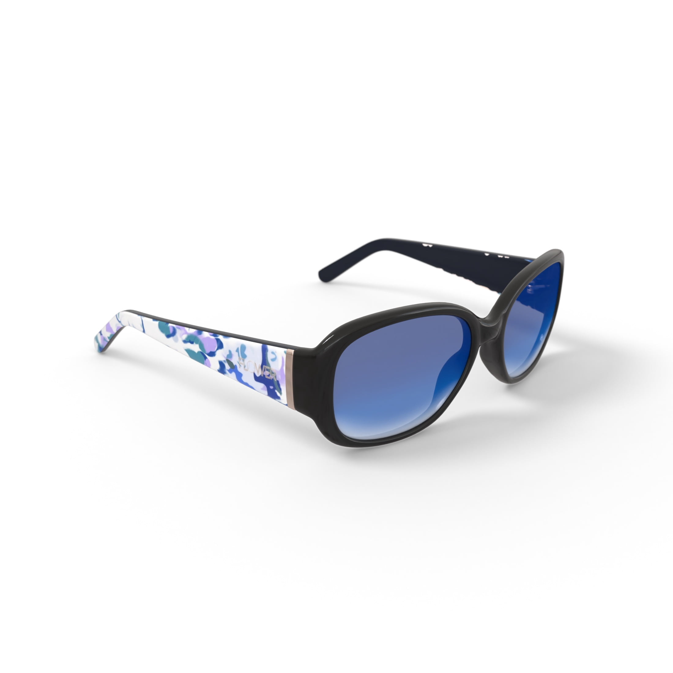 FLOWER Women's Fashion Sunglasses, Edie FLR1006, Black, 57-17-135 with Case