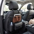 thumbnail image 4 of Car Seat Organizer Between Seats Leather Backseat Storage Bag • Multifunctional Car Organizer • Tissue Dispenser Cup Holders Mesh Pocket Auto Seat Back Hanging, 4 of 5