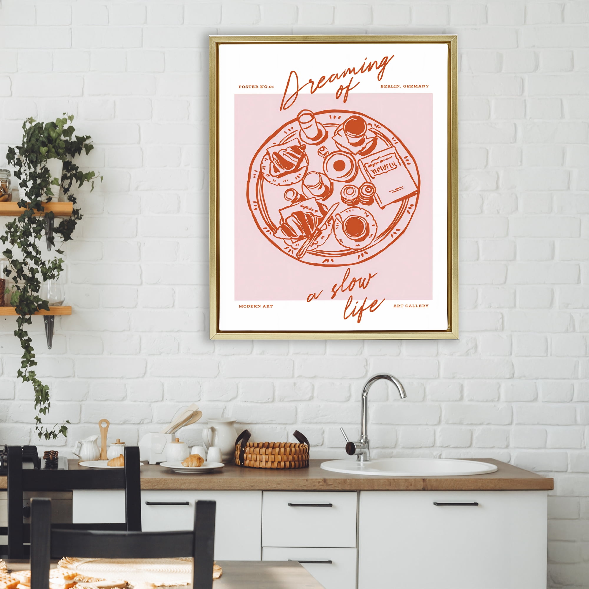 Stupell Industries Dreaming Of A Slow Life Gold Framed Floater Canvas Wall Art, design by The Prints Vibe
