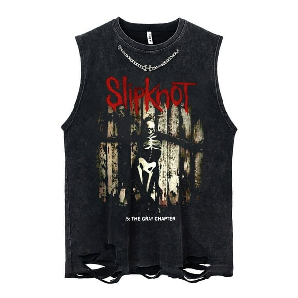Camisetas lavadas para hombre, camiseta sin mangas con banda de música Mental pesada, camiseta de hip hop Rock 100% de algodón, ropa de calle informal sin mangas, chaleco Unisex