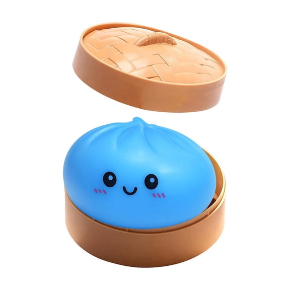 Yanxiao Steamed Bun Squish Toy - Blue, Cute Dumpling Squeeze Toy for Stress Relief, Fidget Sensory Squish Toy for Kids Adults Party Favors Easter Gifts
