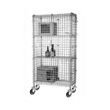 FocusFoodService FMSEC1860 18 in. W x 60 in. L x 63 in. H Mobile Security Cage - Chrome