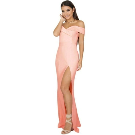 Leshp Icoco Women S 18 Off Shoulder Side Split Slim Evening Maxi Party Dress Pink Pink M Walmart Canada