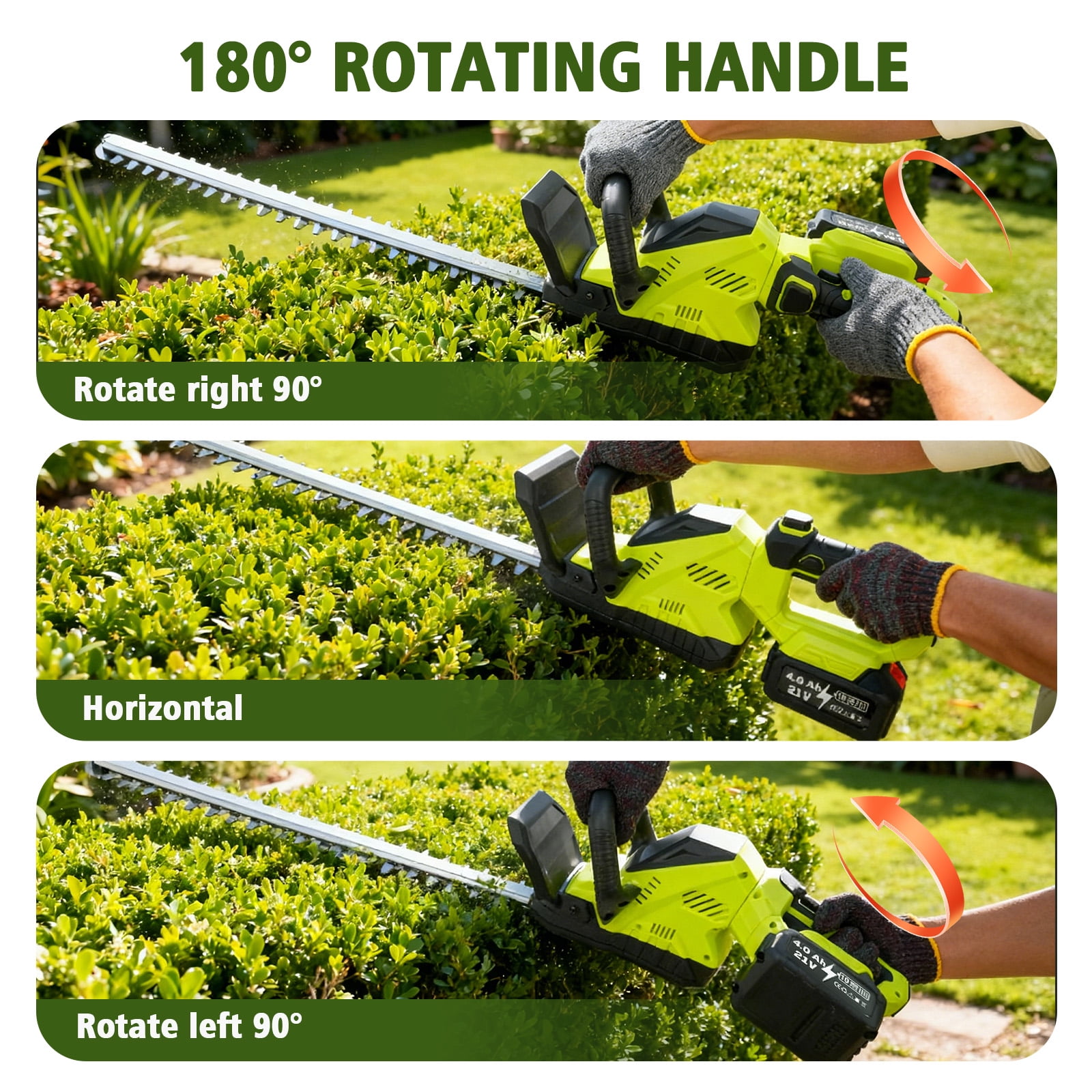 CATGOOD 21V Cordless Hedge Trimmer, Dual Action Blade Electric Bush Shrub Trimmer, Battery and Charger Included, Blue
