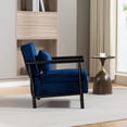 thumbnail image 3 of CQSXDA Mid Century Modern Accent Storage Chair Upholstered Fabric with Waist Cushion for Living Room or Bedroom, Antique Blue, 3 of 9