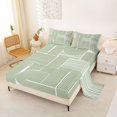 thumbnail image 2 of Castle Fairy Boho Linear Arch Pattern King Sheets 4pcs,Retro Curved Strip Graphic Bedding,White Sage Green,1 Flat Sheet, 1 Fitted Sheet and 2 Pillowcases, 2 of 7