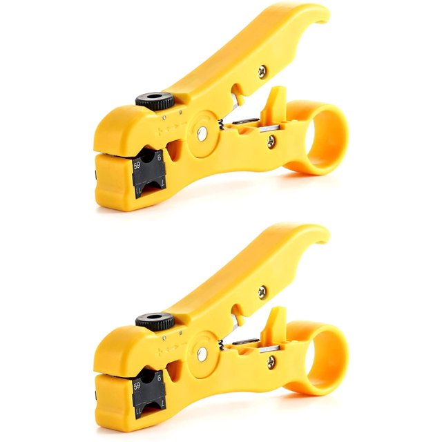 Lote 2 herramientas para pelar, corte de cable universal, herramienta pelacables para cables coaxiales y de datos para cable desnudo Cat5 Cat6 Cat6 Cat6 esquí esquí Gafas de esquí