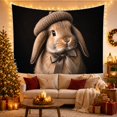 thumbnail image 3 of Lop Rabbit Portrait With Beanie and Bow Cozy Illustration Style for Rabbit Lovers Whimsical Wall Decor Housewarming Gift Tapestry Wall Hanging for Bedroom and Nursery, 3 of 7