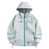thumbnail image 1 of WRKEKC Manteau Coupe-Vent Imperméable pour Homme, Imperméable à Capuche avec Capuche Amovible, Résistant aux Tempêtes, Fermeture Éclair Intégrale, Extérieur, Randonnée, Coquille, Ourlet à Cordon, 1 of 8