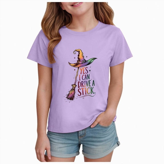 KPVEVIQ Toddler Halloween Shirt Kid Cute Witch Broomstick Tees Boys Girls Halloween Tops Clothes