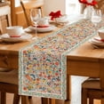 thumbnail image 5 of Boho Beige Flowers Table Runner - 108 Inch Long Spring Abstract Watercolor Floral Leaf Cotton and Linen Blended Dress Scarves Farmhouse Table Runner for Kitchen Dining, Coffee Table, 13" x 108", 5 of 8