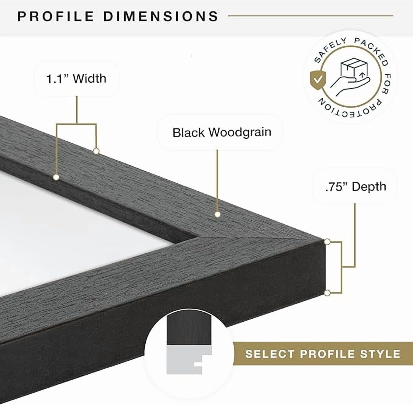 MCS Studio Gallery 18x24 Poster Frame Black Woodgrain, Vertical & Horizontal Wall Hanging Large Picture Frame for Photos, Posters & Art Prints (1-Pack)