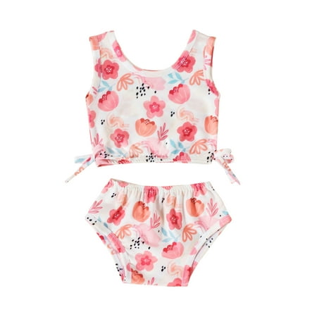 

Bebiullo Kids Girl Strawberry Swimsuit 2 Piece Bathing Suit Bikini Swimming Suit Toddler Ruffle Swimwear Flower 3-4 Years