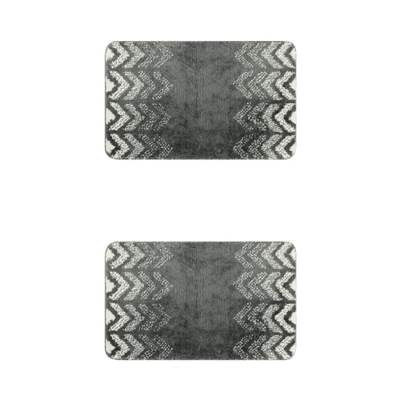Unique Bargains 2 Pcs Geometric Patterns Bathroom Mats Absorbent Non-Slip Bath Rugs Dark Grey 16" x 24"