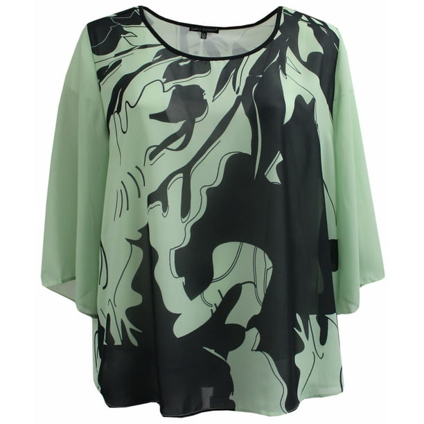 Dreamer P - Plus Size Women Two Tone Color Chiffon Abstract Blouse Tee ...