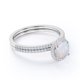 thumbnail image 3 of JeenMata Anillo de Bodas de 1,5 Uds con Ópalo de Fuego Natural Redondo y Moissanita Engastado en Oro Blanco de 18 K sobre Plata, 3 of 6