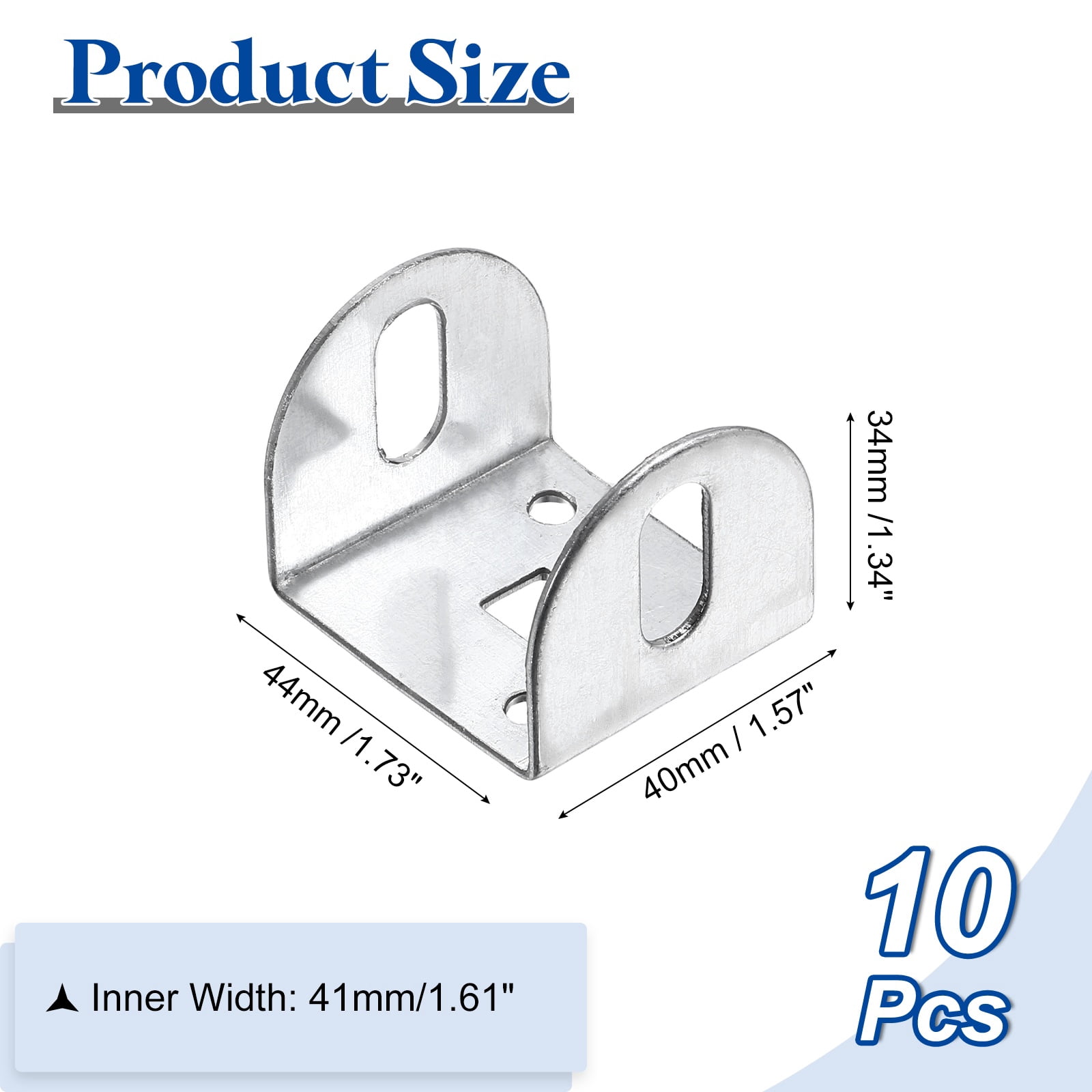 Uxcell 20 Pcs U Bracket for 1.61" Panels, 40 x 44 x 34mm Metal U Shaped Fasteners Brackets for Guardrail or Partitions Connection, Silver