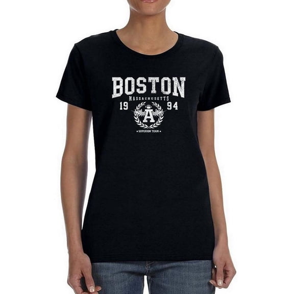 Retro College Boston Garland Shaped T-Shirt Women -Image by Shutterstock, Female Medium