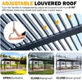 thumbnail image 3 of MELLCOM Pergola Louvered 12x20, Hardtop Pergola with Adjustable Roof for Sun & Rain Shade, Outdoor Gazebo with Integrated Drainage System, Modern Rustproof Patio Canopy Carport, 3 of 7