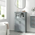 thumbnail image 3 of Giantex Bathroom Floor Storage Cabinet, Freestanding Linen Cabinet w/3 Adjustable Shelves, Grey, 3 of 9