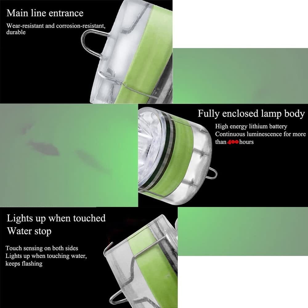 Rojuna 10 Pack Fishing Deep Drop Light LED, Colorful Flashing Strobe LED Fishing Lights, Underwater Fishing Light, Waterproof Attractants Diamond Lure Light for Saltwater Freshwater Tuna (Multi-color)