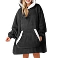 thumbnail image 2 of Sudadera con Capucha Tipo Manta para Mujer, de Forro , Cálida y Acogedora, con Bolsillo. Ante Negro Talla Única, 2 of 7