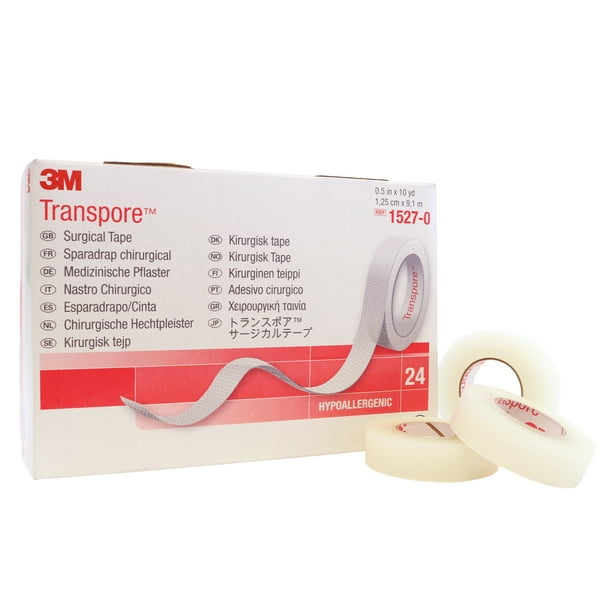 3M 15270 Transpore Surgical Tape 1/2" x 10 Yds Box of 24 Rolls